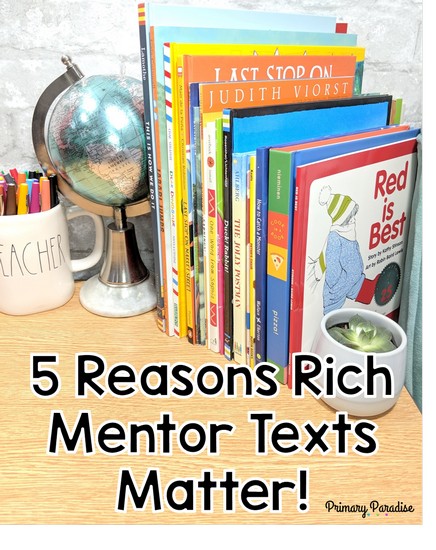 Mentor Texts are such an important writing tool! Grab over 150 free mentor text recommendations for 6 different types of writing divided by grade level for kindergarten, first grade, and second grade!