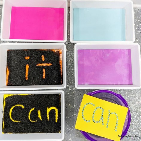 Sand trays are the perfect, sensory tool for practicing writing letters, new and old words, and sight words! They are so fun and engaging, and it makes practice feel more like play! Additionally, sand trays give students tactile, visual , and kinesthetic input all at once which is helpful for all learners. Even if a students is more of a visual learner, practicing skills in a tactile way is still super helpful. And, of course, we know that everyone learns through a mix of learning styles. 