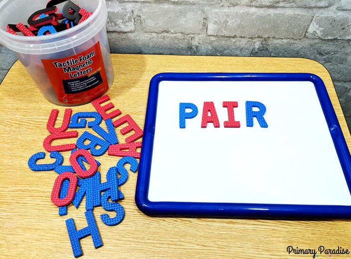 Build words with these tactile foam letter magnets from Steps to Literacy. Perfect for guided reading, centers, and daily 5 word work.