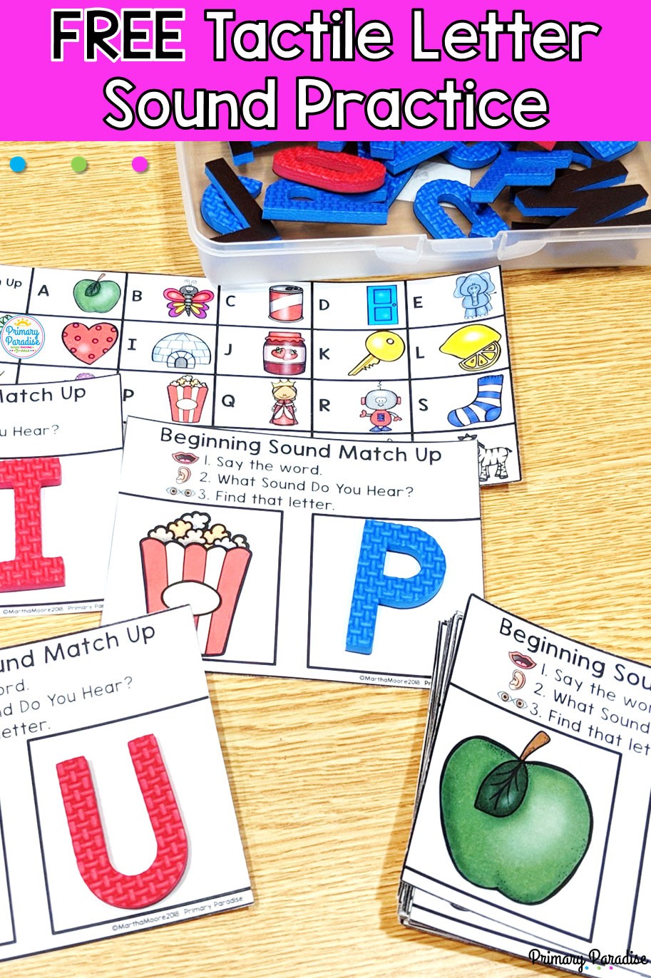 Tactile foam letters are the perfect way to practice letter recognition and letter sounds as well as making words for centers, guided reading ,and daily 5! Grab these free letter sound task cards in this post as well!