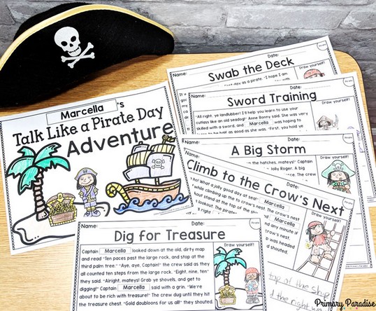 Pirate reading passages are perfect for Talk Like a Pirate Day on September 19th!