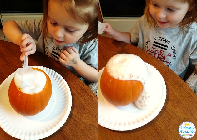 Pumpkin exploration- Pumpkin STEM volcano experiment- is such a fun, hands on, engaging activity for your classroom! Students will love investigating their pumpkins in October! Math, science, reading, and writing activities all in one fun, cross-curricular day!