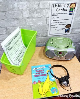 Listening to reading ideas to make your listening centers more organized and engaging for students! Learn where to find books from Steps to Literacy and how to get CD players for free! Also grab 10 free recording sheets!