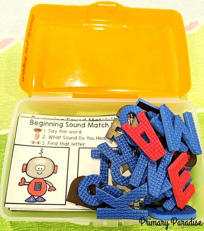 Tactile foam letters are the perfect way to practice letter recognition and letter sounds as well as making words for centers, guided reading ,and daily 5! Grab these free letter sound task cards in this post as well!