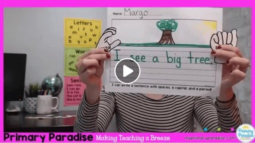 Sentence writing tips for basic sentence writing kindergarten first grade lesson plans- missing capitals, punctuation, and what should be in a sentence.