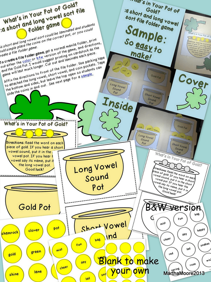 Short and Long Vowel File Folder Game