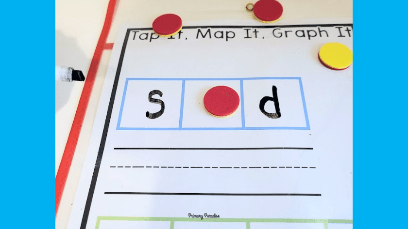The same template as above. This time, there is an s in the first box, a counter in the second, and a d in the last box.