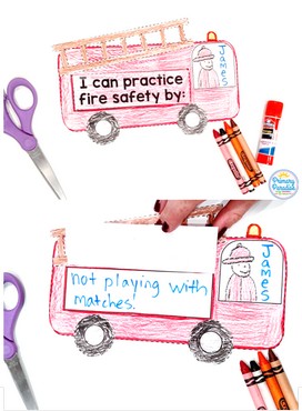 Fire safety craft FREE one page- Fire activities, fire safety books, and fire safety freebies for your kindergarten, first grade, and second grade classroom for fire safety month and fire safety week. Firefighter activities for community helpers unit.