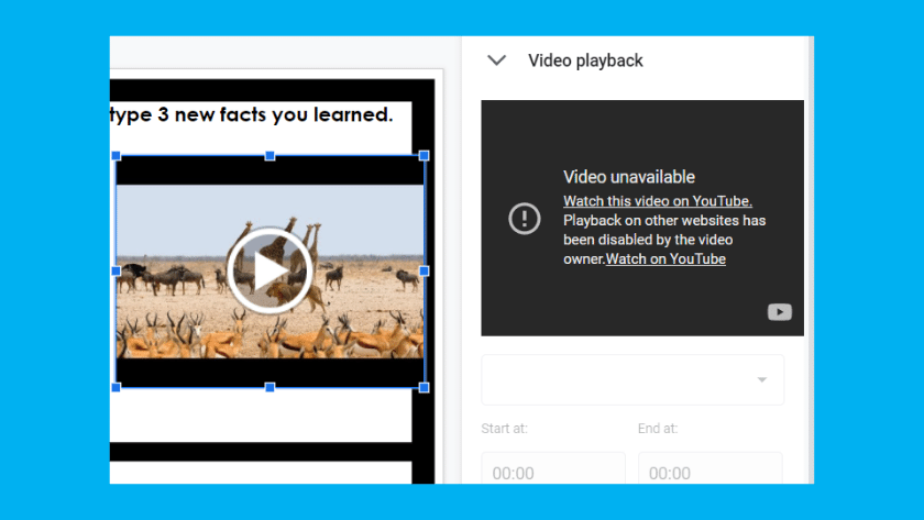 An image of a youtube video with a "video unavailable" error message.