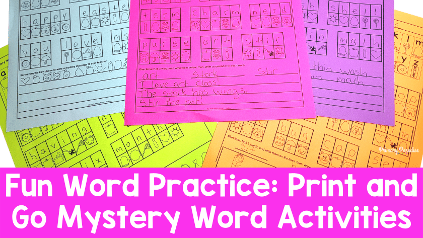 Fun Word Practice: Print and Go Mystery Word Activities