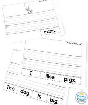 Building sentences- Sentence writing tips for basic sentence writing kindergarten first grade lesson plans- missing capitals, punctuation, and what should be in a sentence.