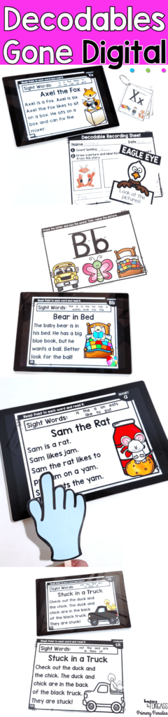 Digital decodable readers save teachers the prep time and can be used on iPads, tablets computers, laptops, even your cell phone or projector! Printable black and white versions are included to send home! Perfect practice for students learning 130 spelling sound patterns.