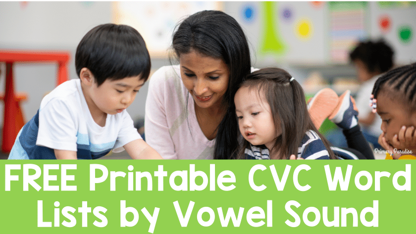 CVC Short Vowel Word Family Free Printable Word Lists