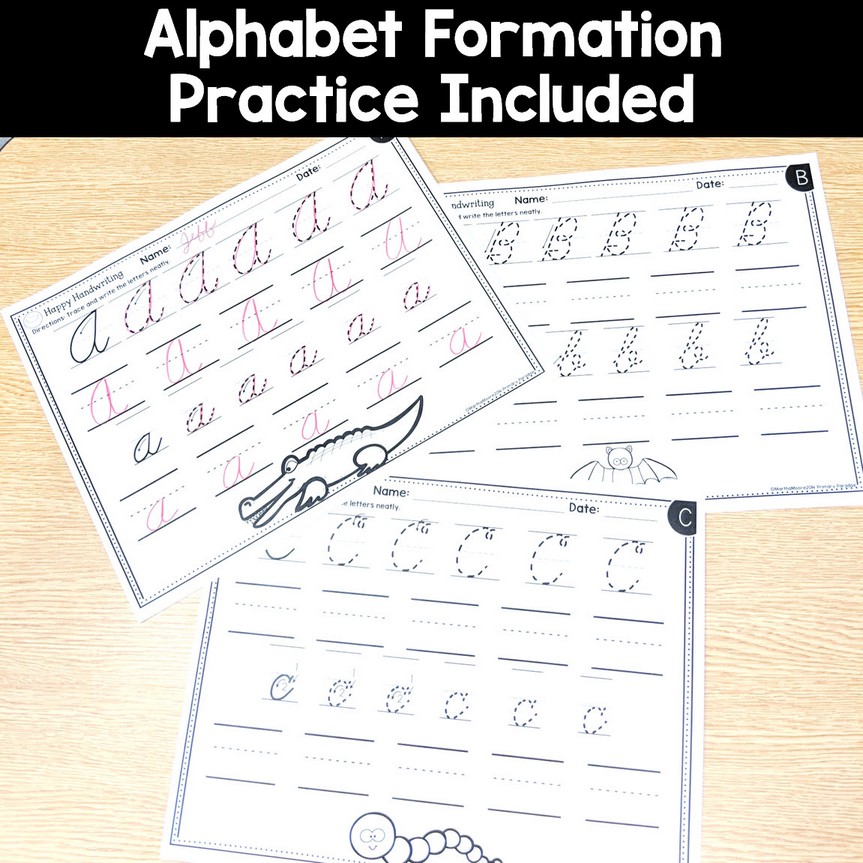 Indented Cursive Handwriting Practice With Animals For Kids