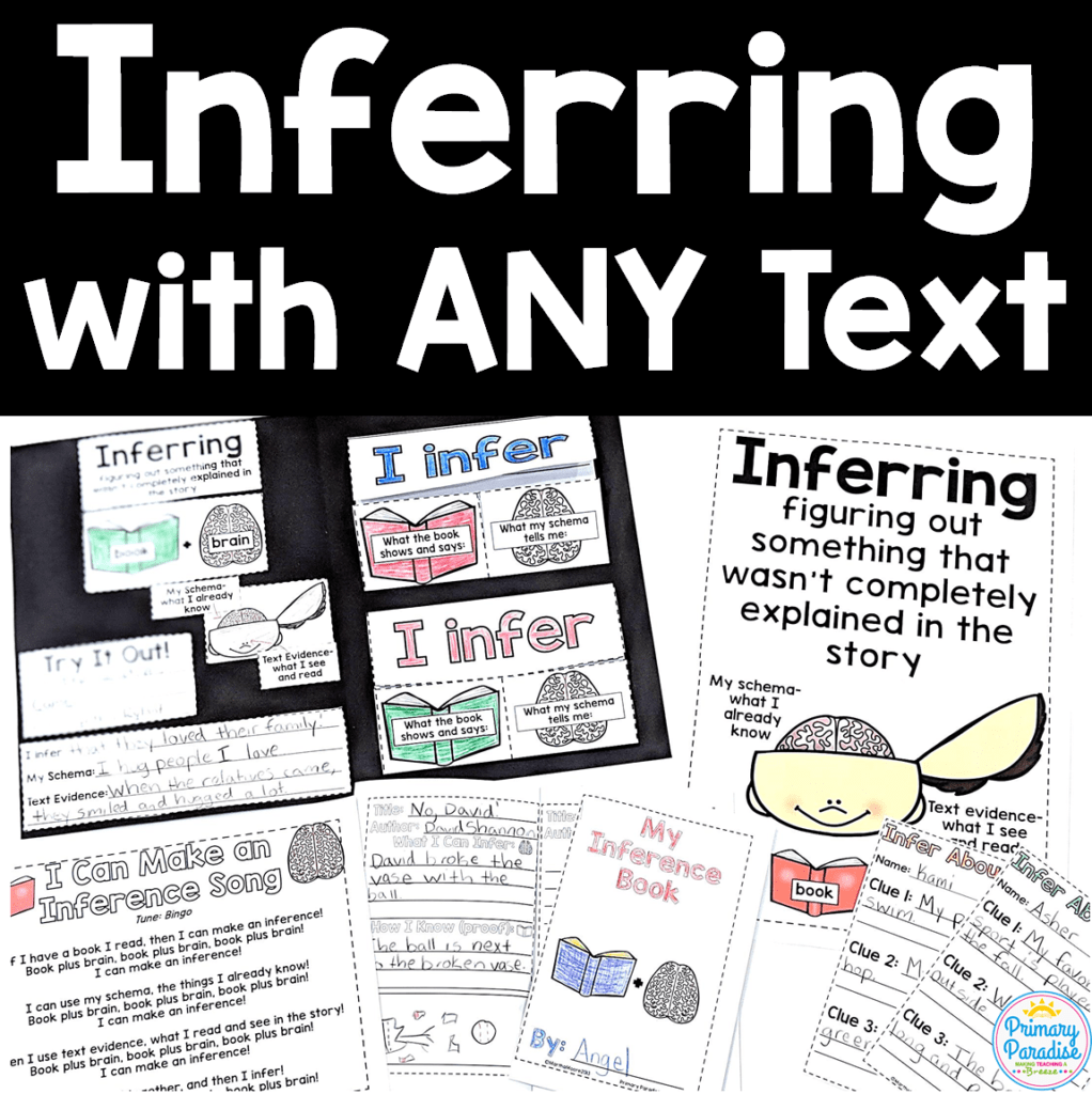 Making an inference is such an important skill for reading comprehension! Ideas, lessons, anchor charts, and activities for inferring that work with any text! 