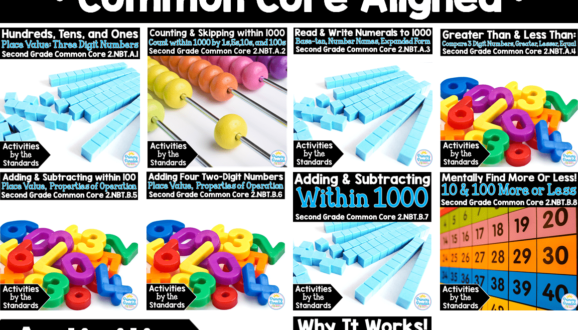 Common Core math skills for first grade and second grade- addition, subtraction, place value- all standards are covered with the comprehensive resources and ideas!