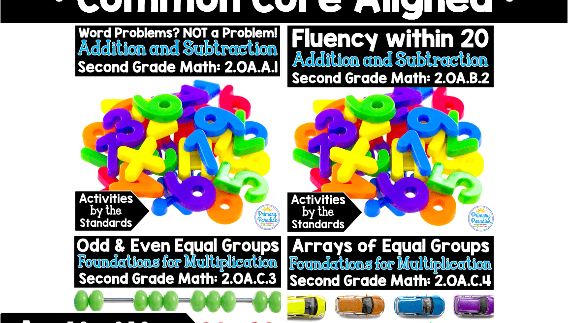 Common Core math skills for first grade and second grade- addition, subtraction, place value- all standards are covered with the comprehensive resources and ideas!