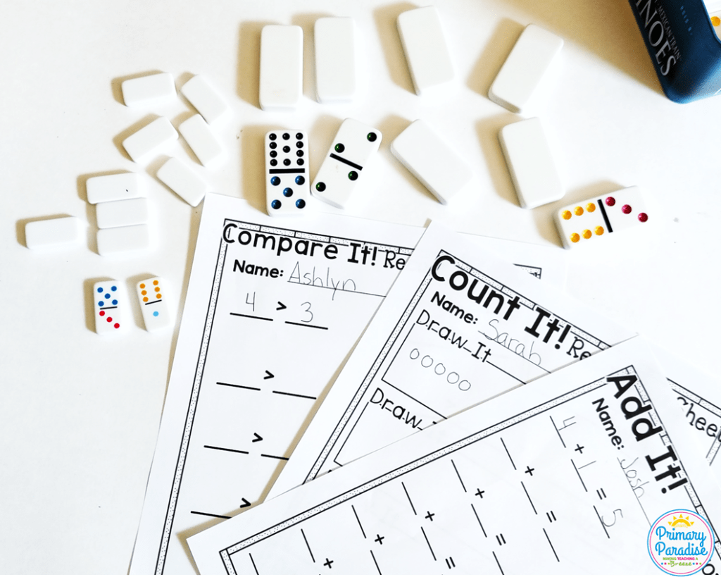 Hands on math centers that your students will love and are cheap and easy to use! You can adapt these same centers for different skills throughout the year which makes them the perfect addition to your kindergarten, first grade, and second grade classroom!