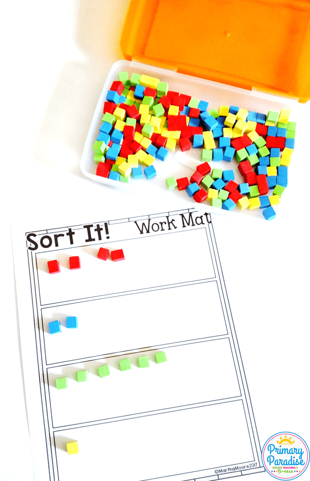 Hands on math centers that your students will love and are cheap and easy to use! You can adapt these same centers for different skills throughout the year which makes them the perfect addition to your kindergarten, first grade, and second grade classroom!