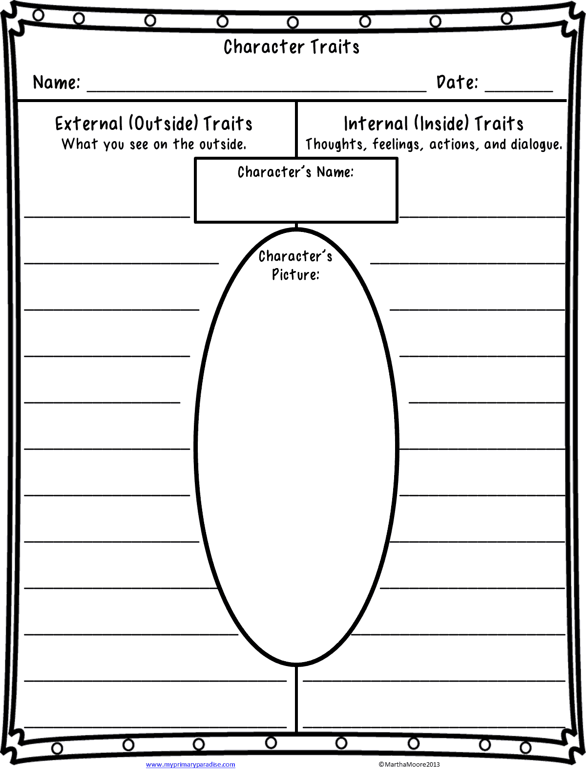 Free Character Traits Worksheet