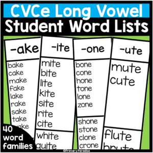 cvce long vowel student word lists