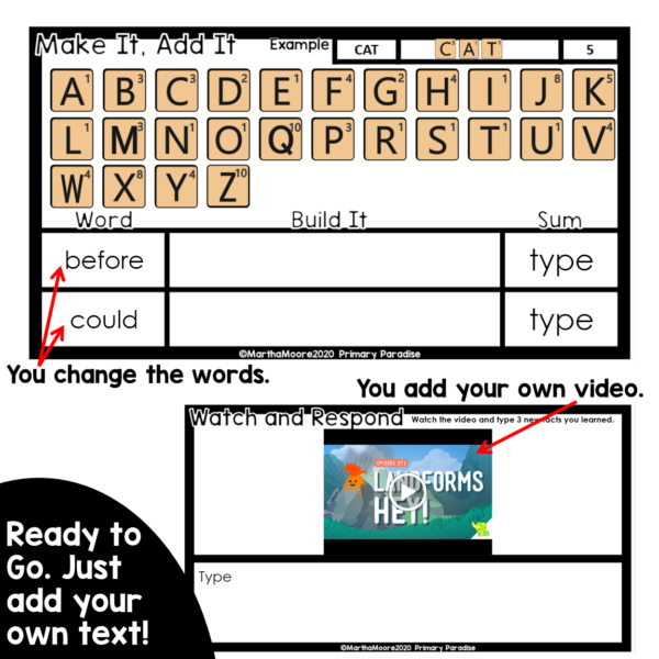 Digital Templates for Students Seesaw and Google Slides