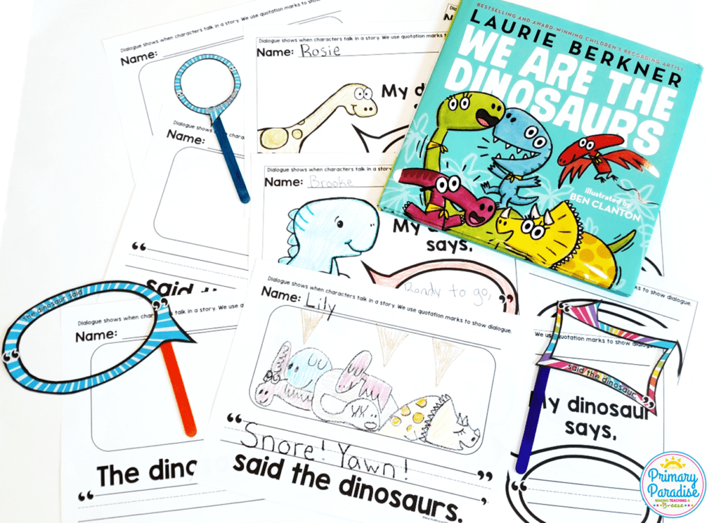 Use Laurie Berkner's We are the Dinosaurs to teach dialogue with this fun, free activity! 