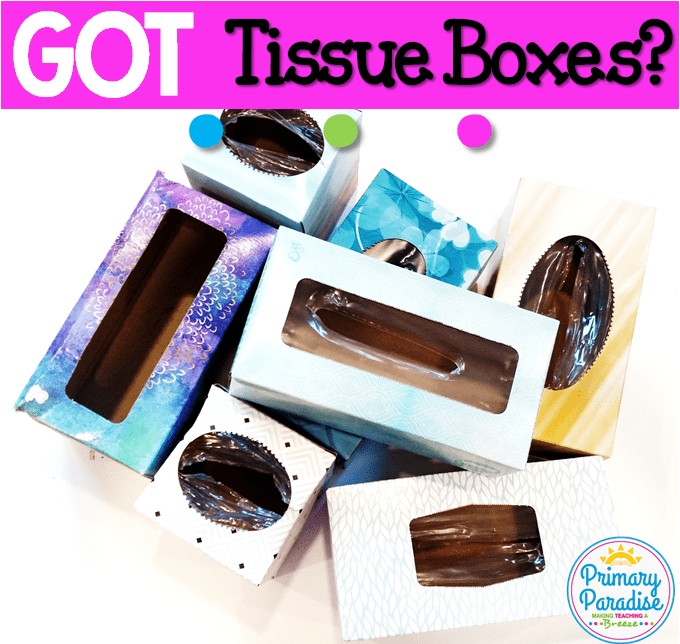 Use empty tissue boxes to create this simple game to use with your students to review any skill!