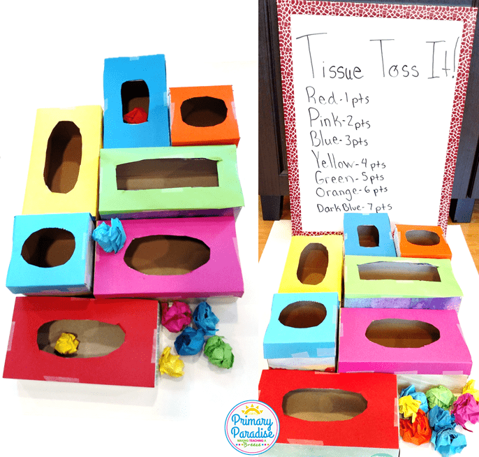 Use tissue boxes to create this fun, easy game to use with your students to review skills!