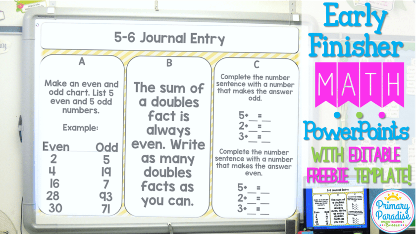 Early Finisher Math PowerPoints: Free Editable Template Included!