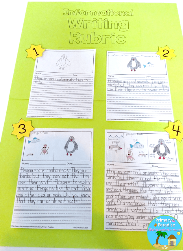 Struggling writers in your kindergarten, first grade, and second grade classrooms? Help them improve their writing with these visual writing rubrics! Perfect for informational, personal, and opinion writing!