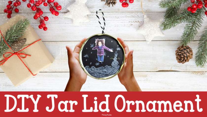 Easy and Kid Friendly Recycled Jar Lid Christmas Ornament