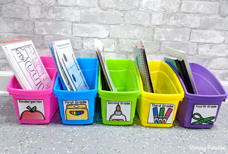 Small group guided reading organizational tip: use labels so you can easily tell which bin is which!