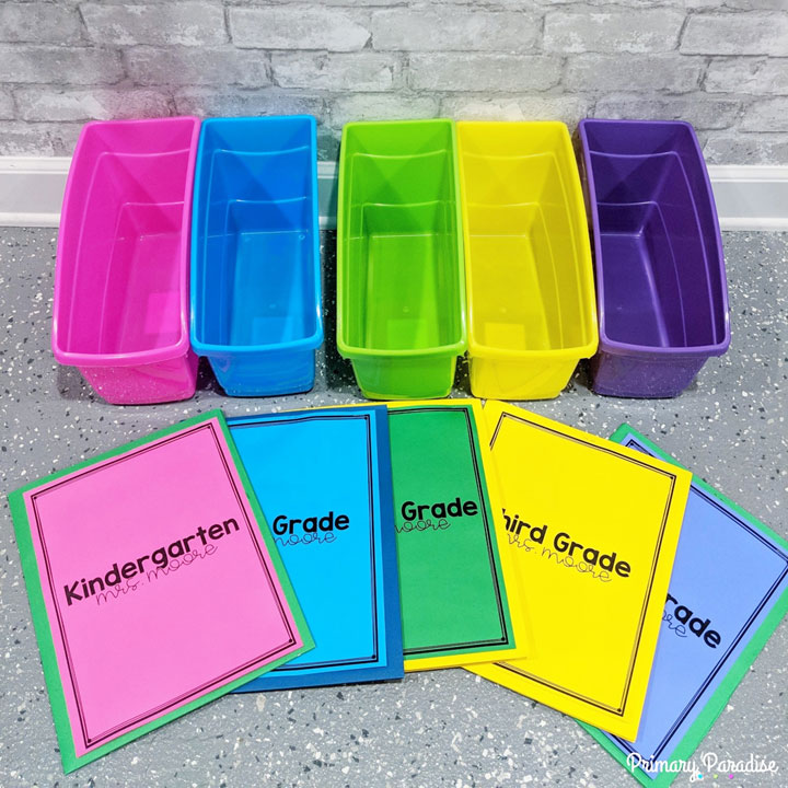 Color coding makes small group organization so much easier! Matching bins and folders will keep all of your resources right at your fingertips.