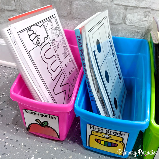 Keep your small group materials organized with these color coded, sturdy bins!