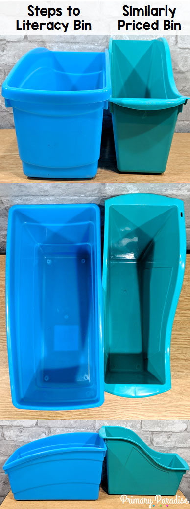 Book bins: which books bins give you the best bang for your buck? Steps to Literacy book boxes are wider, sturdier, and are such a bargain!