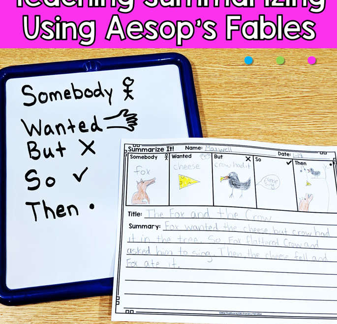 Summarizing is such an important reading skill that is often really tricky for students. As a teacher, I find that my students struggle with writing summaries because they either want to tell me way too much or way too little. I've also found that the longer the story, the harder it is for them to summarize. I felt like I hit teaching gold when I began to teach summarizing with Aesop's Fables. Here's what we did.